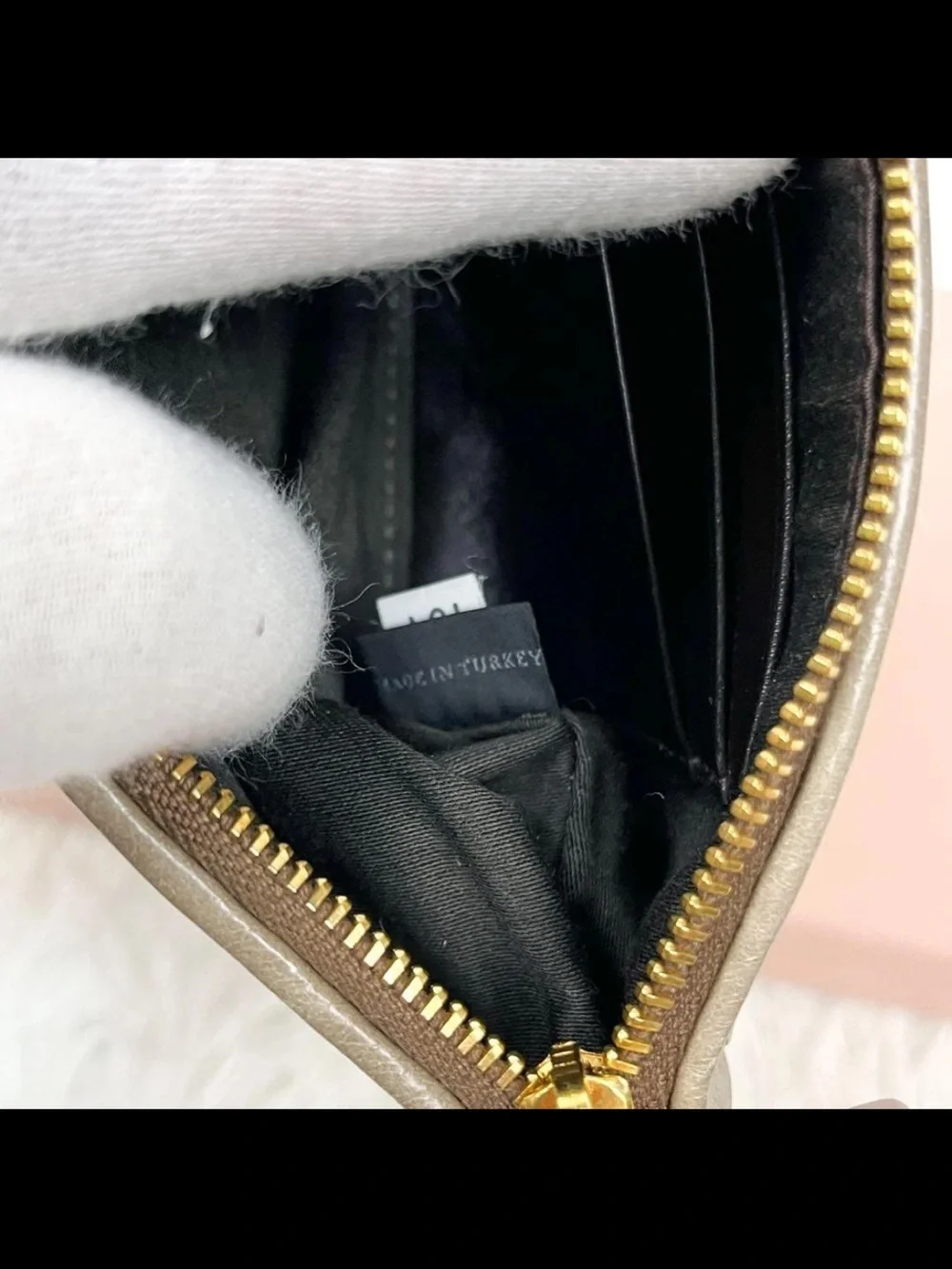 Miu Miu Metallic Taupe Matelassé Zip Wallet with Gold Logo